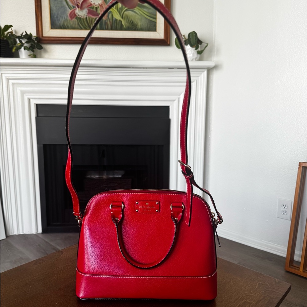 kate spade Red Dome Satchel Leather Handbag - Picture 2 of 9